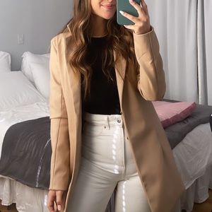 Tan Faux Leather Blazer